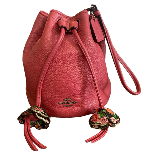 Coach Handbags - COACH PETAL Mini Bag Coach Drawstring Pouch Pink Wristlet F56581 🌸. Leather